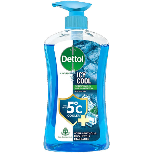 Dettol Icy Cool Shower Gel Pump For Men - Menthol & Eucalyptus Fragrance, 500 ml
